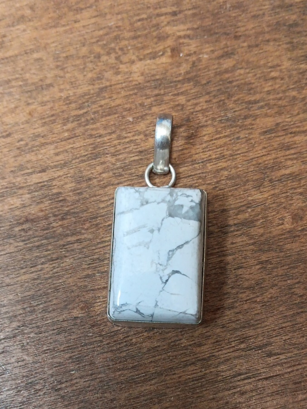 White Howlite Rectangle Pendant - White Howlite Jewelry